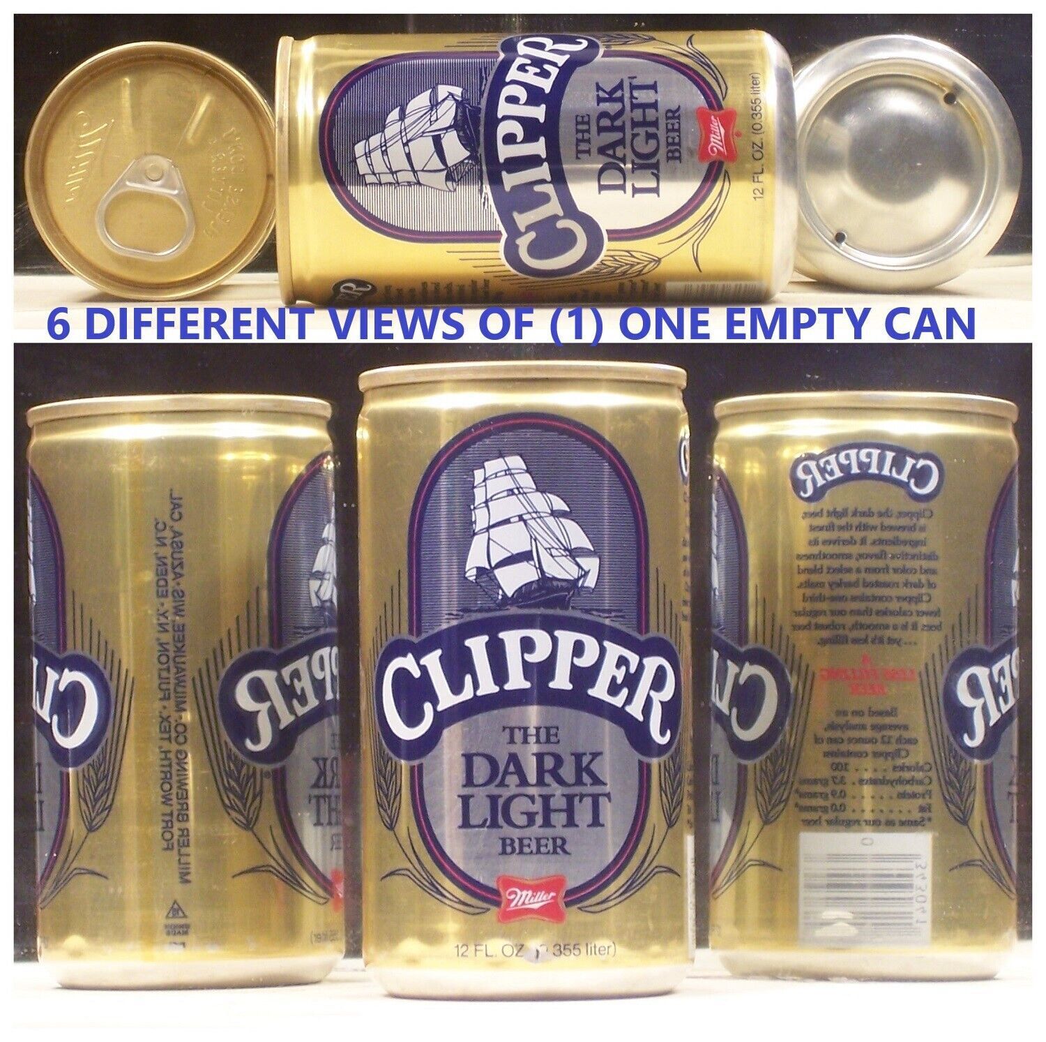 Clipper The Dark Light Beer Air Filled Can Miller Milwaukee Wisconsin 5 Cty 61F