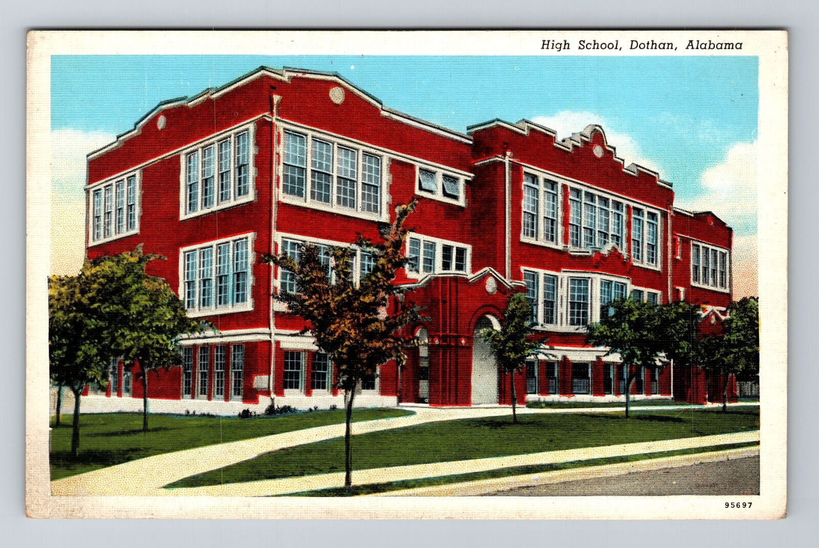 Dothan AL-Alabama, High School, Antique Vintage Souvenir Postcard