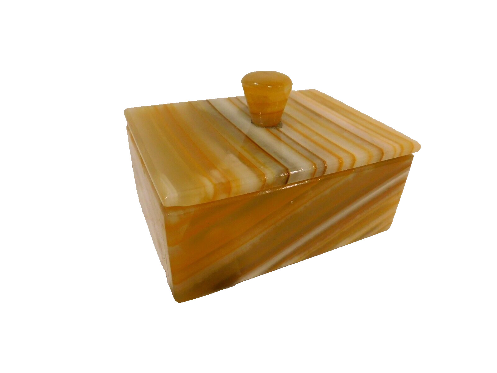 Vintage  Yellow Alabaster Giftware Trinket Box 4