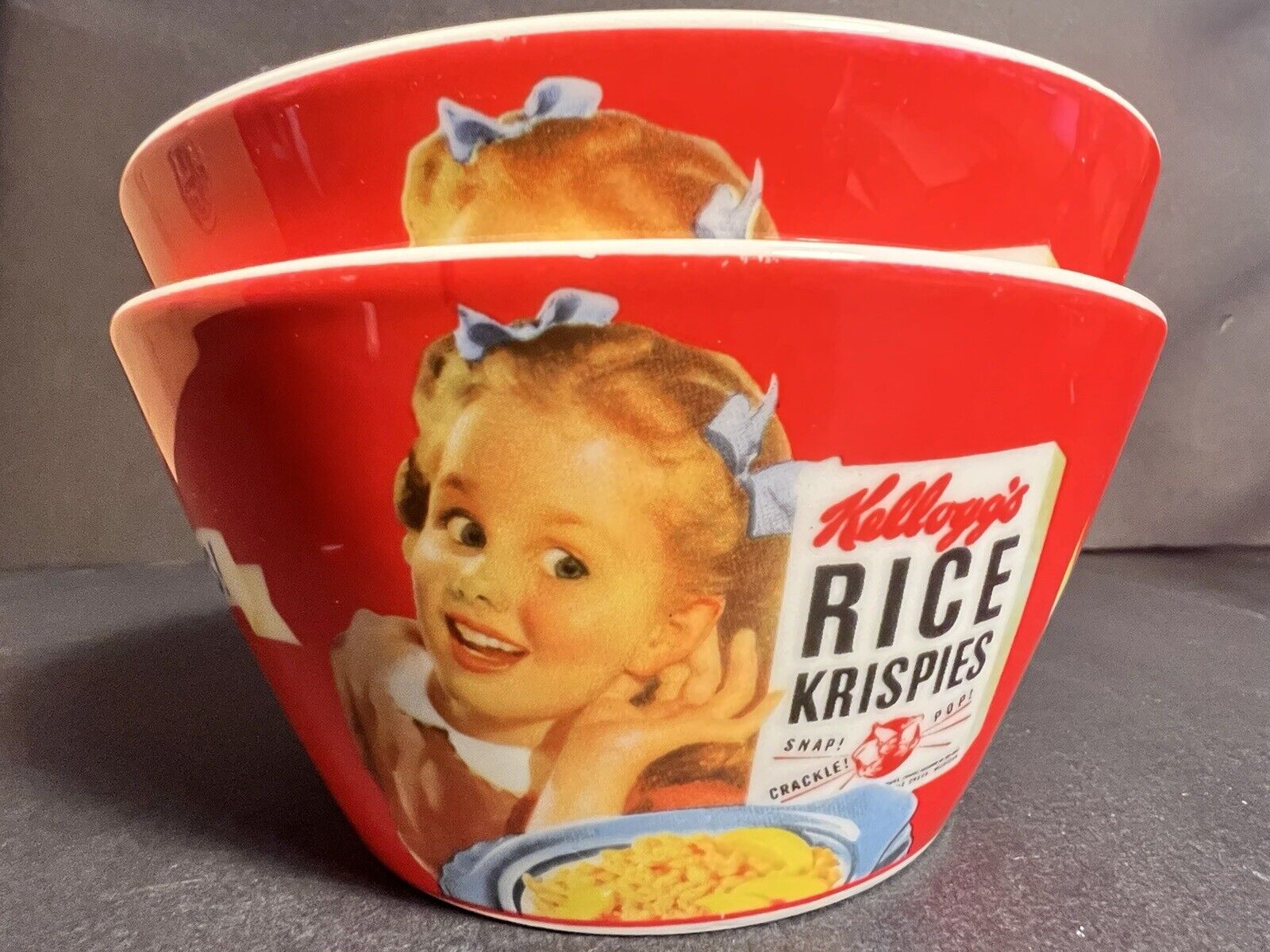 2005 VINTAGE KELLOGG’s Rice Krispies 2 - Cereal Bowls Ex. Cond. 5 3/4” x 2 5/8”