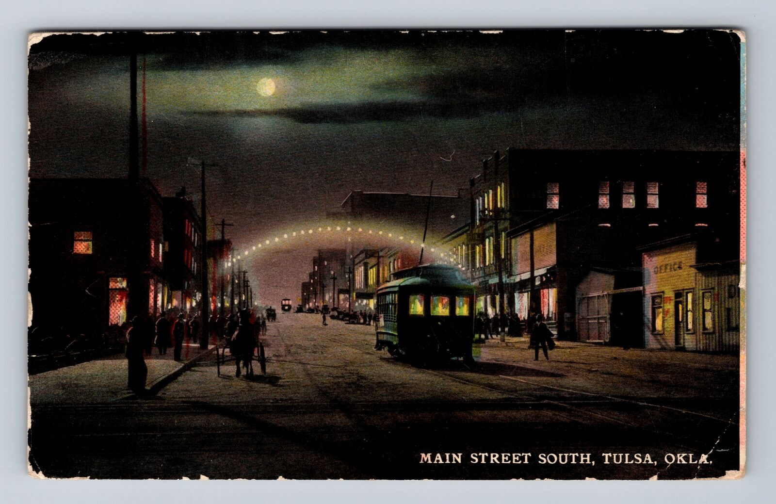 Tulsa OK-Oklahoma, Main Street South, Advertisement, Vintage Postcard