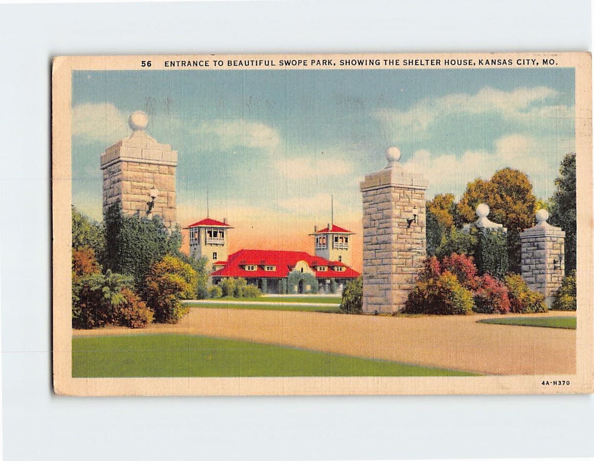 Postcard Entrance To Beautiful Swope Park, Kansas City, Missouri