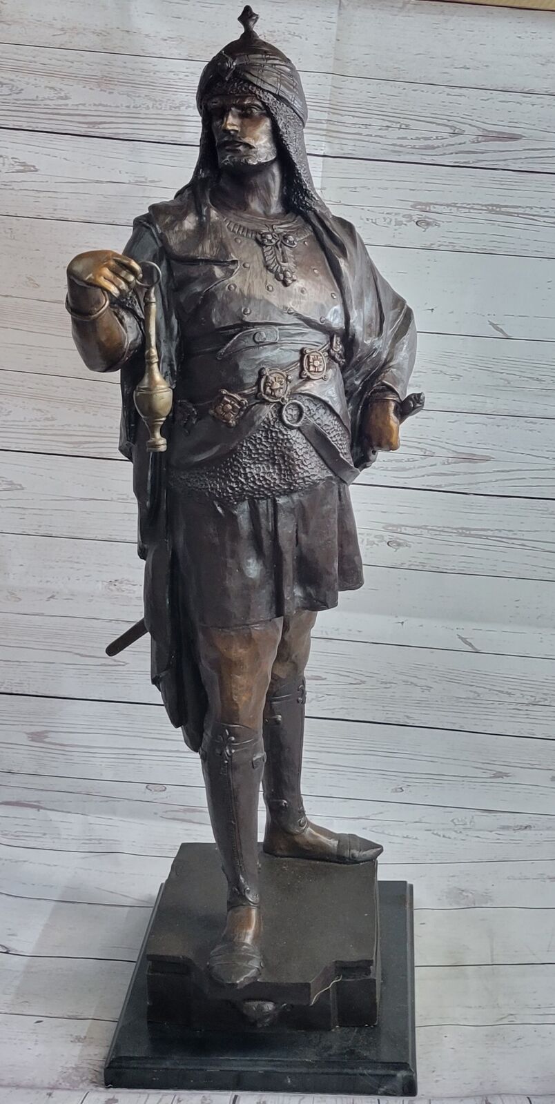 Bronze Statue Sculpture of Turkish Ottoman Arabian Warrior Man Holding Incense