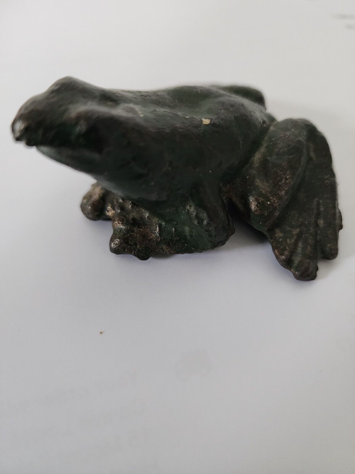 Vintage cast iron frog weight or pond / potted plant ornament