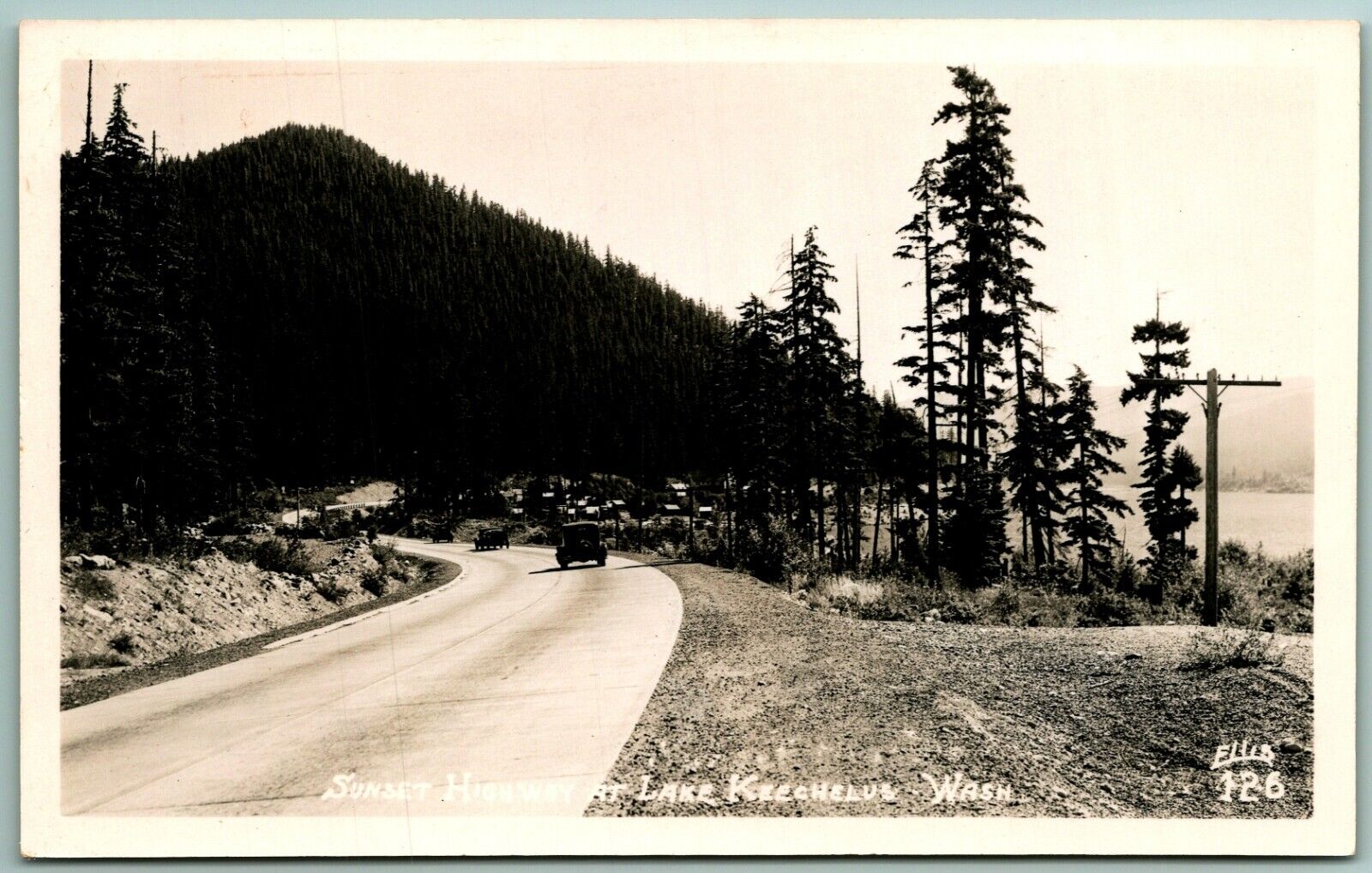 RPPC Summit Highway Lake Keechelus Washington WA Ellis Photo 126 Postcard J1