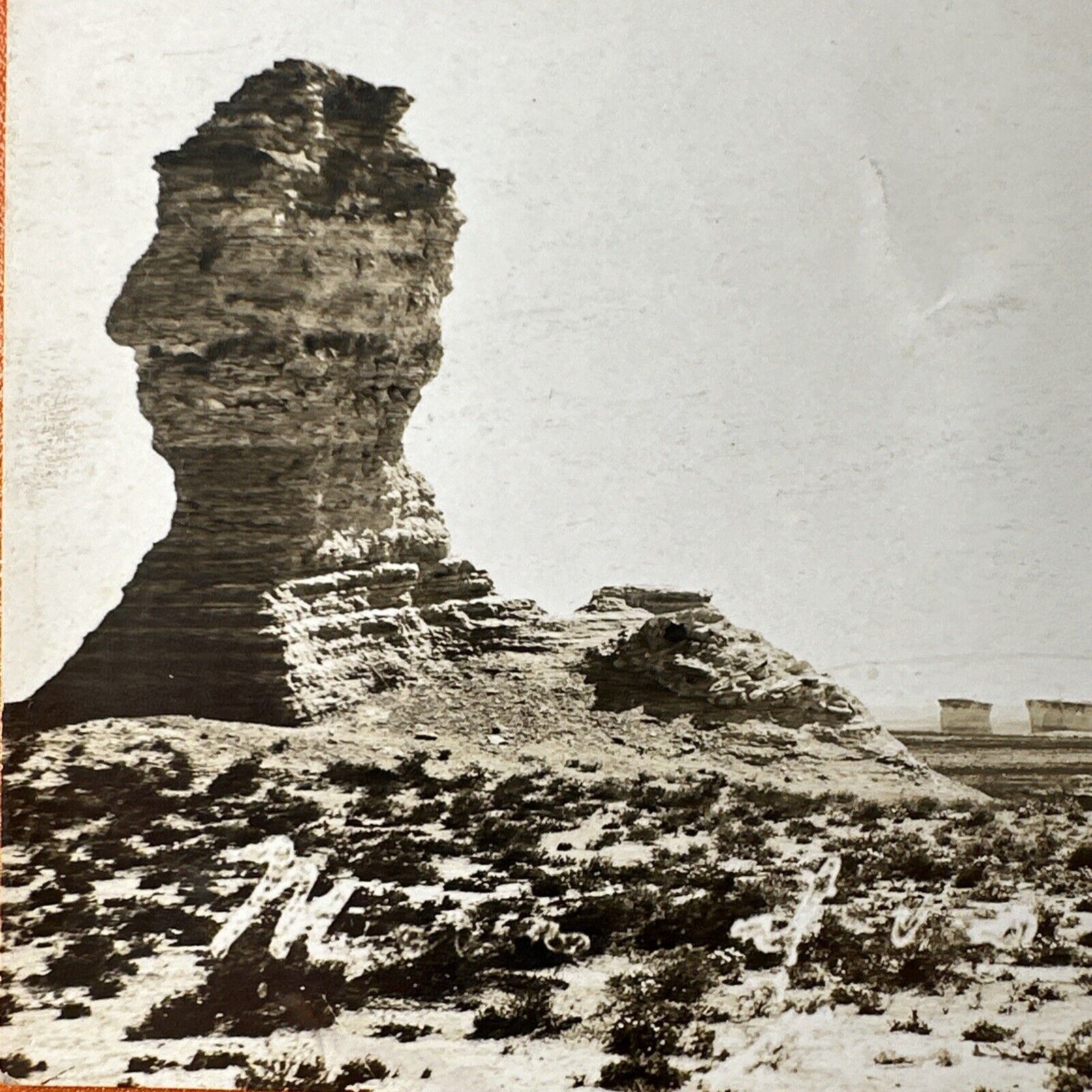 “Old Chief Smokey” Oakley, Kansas Real Photo Postcard RPPC vintage Monument rock