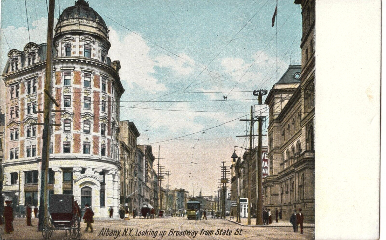 Broadway Street From State Street-Albany, New York NY-antique unposted postcard
