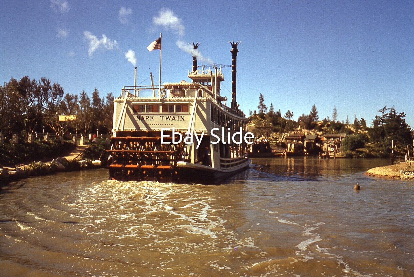 Original 1950\'s Red Border Kodachrome Slide Disneyland Mark Twain Boat