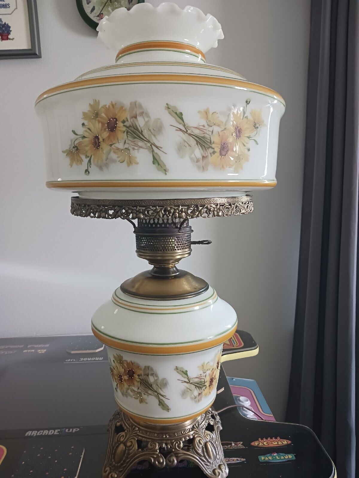 Very Large 2 Light  “gone with the wind” style Lamp. EF Industries 1970. 
