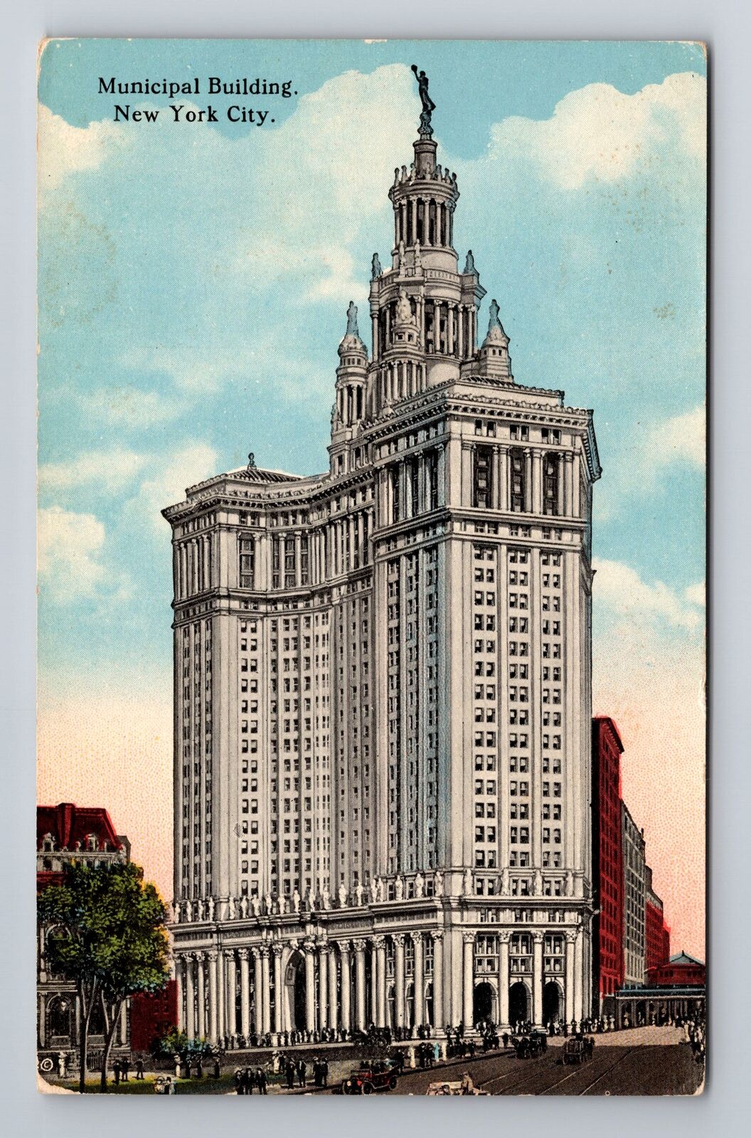 New York City NY, Municipal Building, Antique Vintage Souvenir Postcard