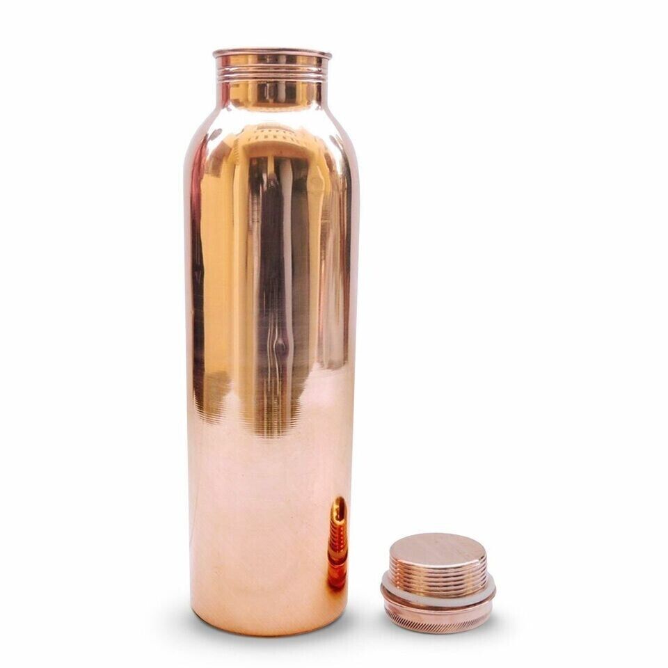 34oz Pure Copper Water Bottle - Handmade Copper Finish - Ayurvedic Health FS