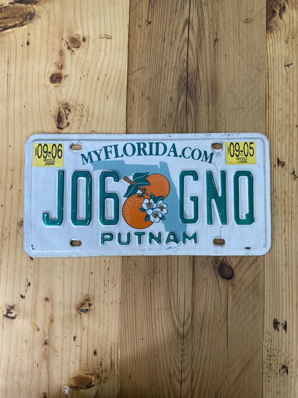 Vintage Florida - Putnam US Car License Plate J06 GNQ