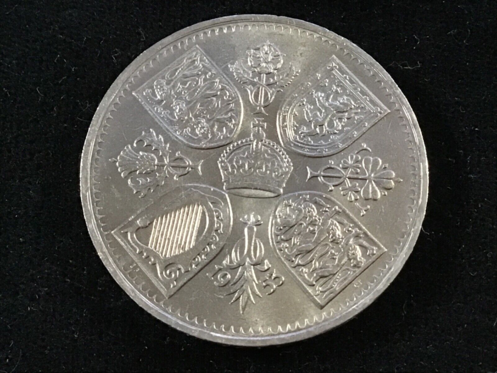 1953 British 5 Shilling Queen Elizabeth Coronation Commemorative Crown 1/4 Pound