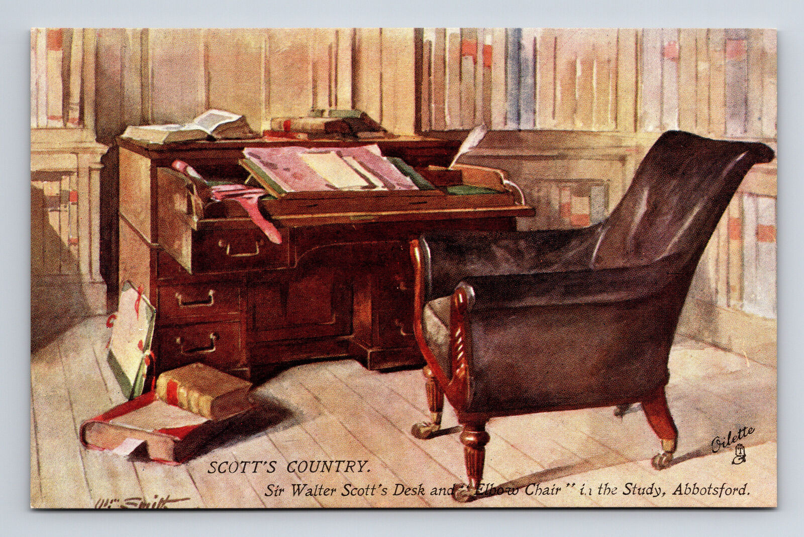 Sir Walter Scott\'s Desk Raphael Tuck\'s Oilette Postcard