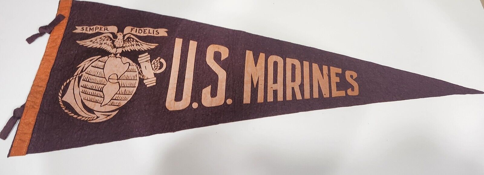 Large Vintage U.S. Marine Corps Souvenir Felt Pennant 29