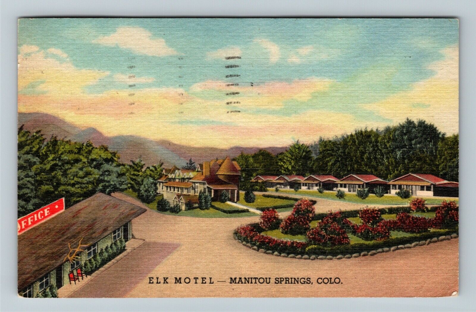 Manitou Springs CO-Colorado, Elm Motel, Aerial Outside, Vintage Postcard