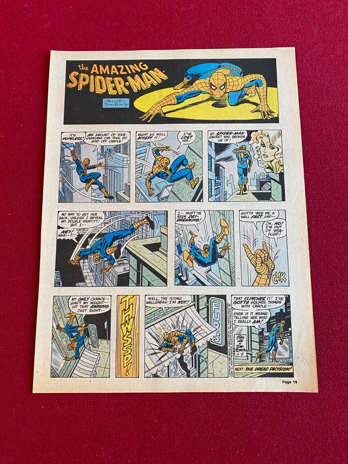 1980, SPIDER-MAN, Full Page Sunday Comic Strip (Scarce / Vintage) Stan Lee