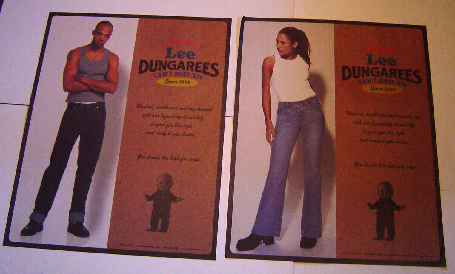 NOS 1999 Lee Dungares Can't Bust 'Em With Buddy Lee Poster Set Jeanswear 22