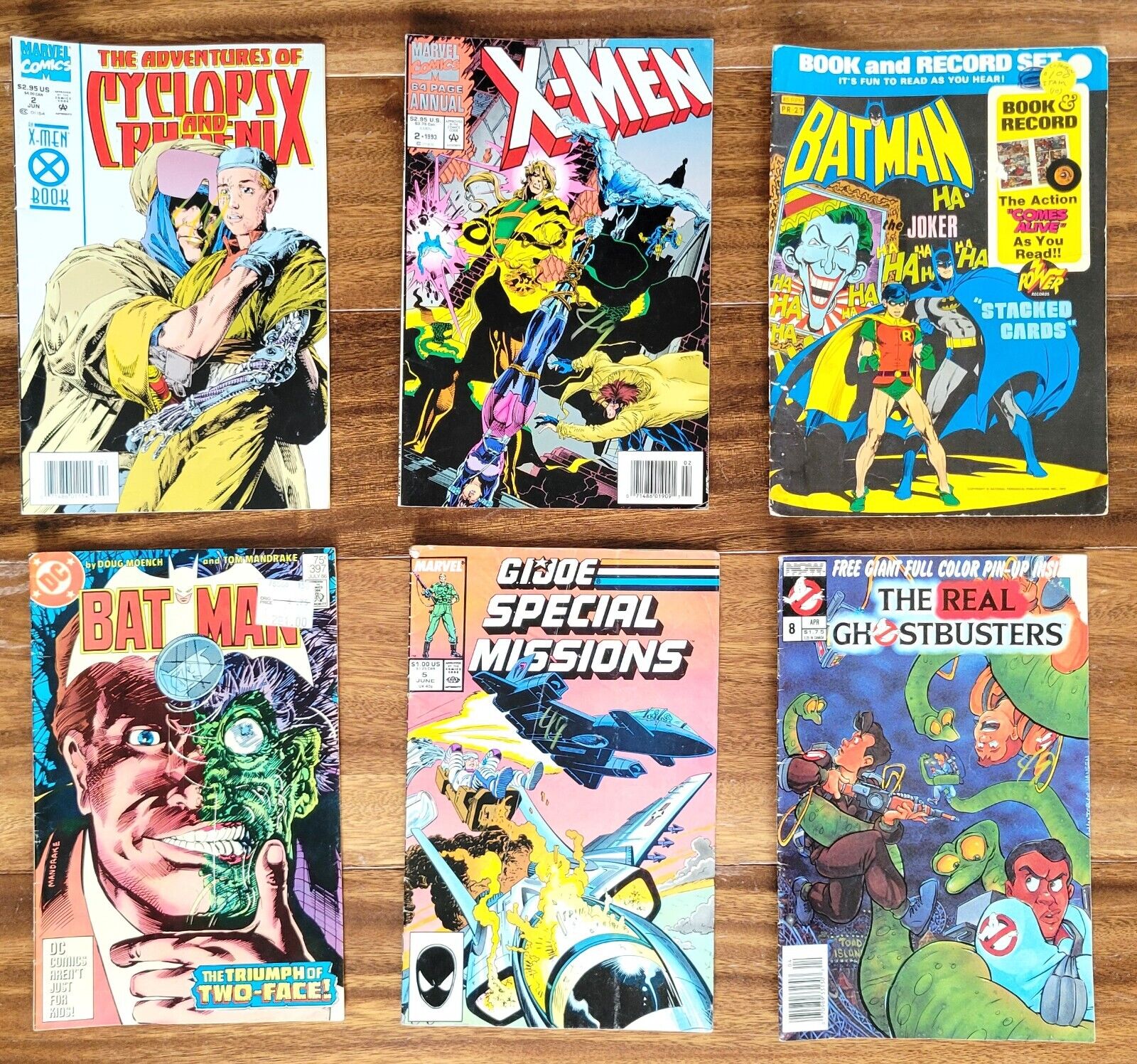 Lot of 6 Vintage 1980’s And 1990’s Comic Books X-Men Batman GI Joe Ghostbusters