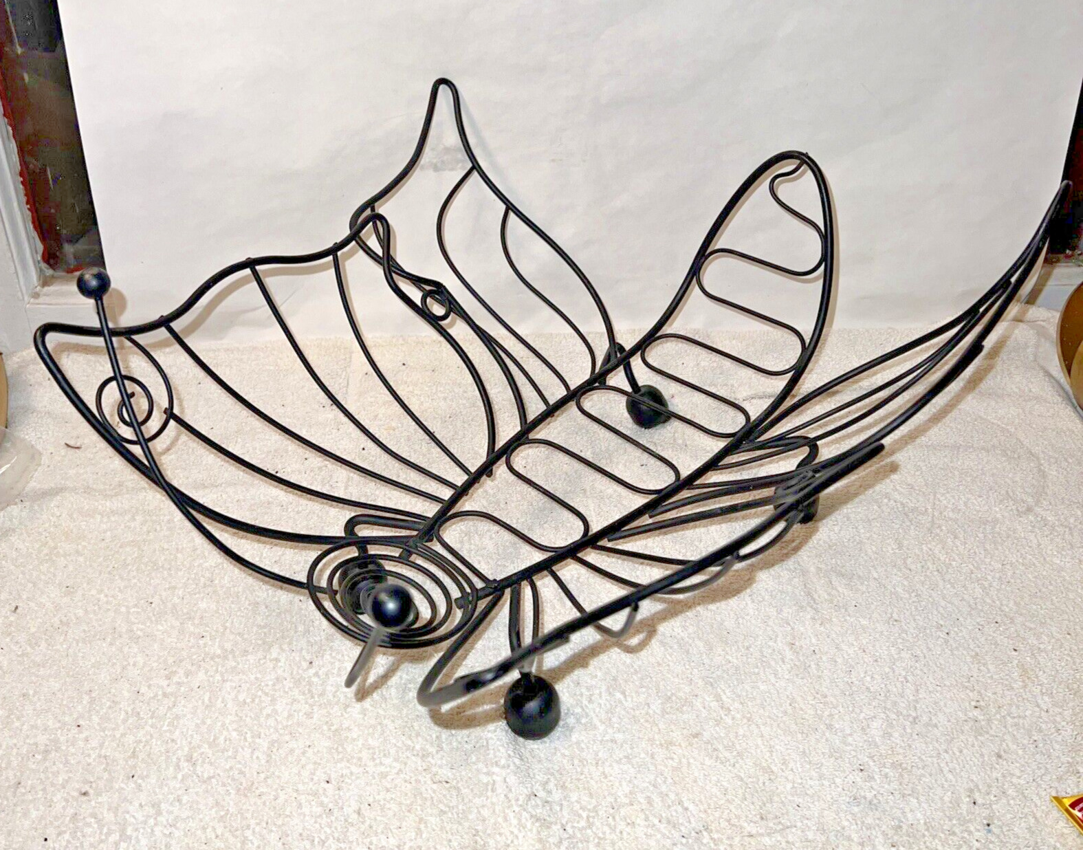 Black Metal Wire BUTTERFLY Bowl Catch All Basket vintage mid century retro style