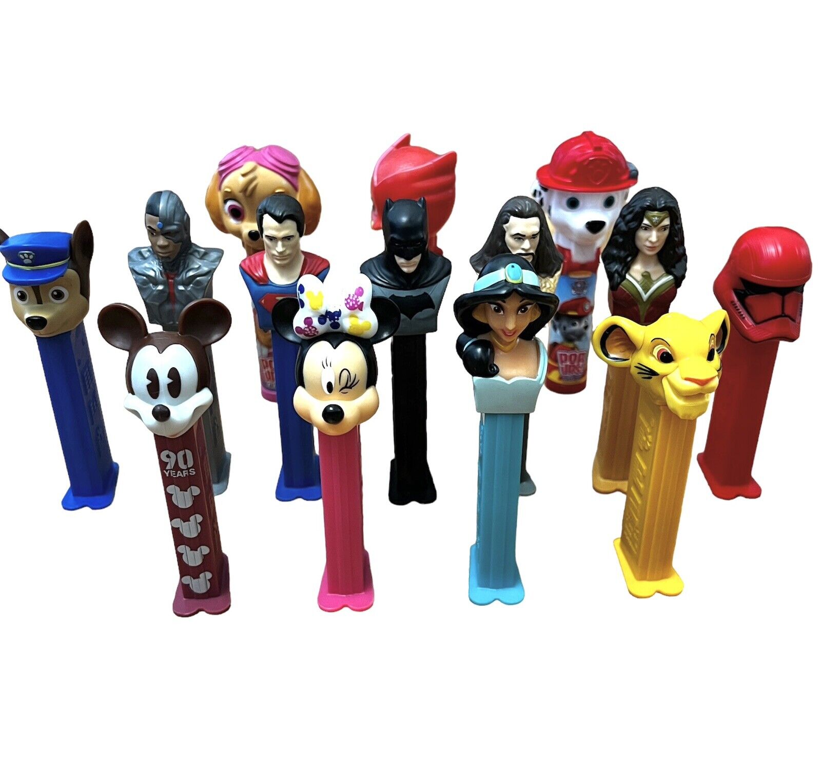11 Pez, 3 Pop Ups Lollipop Batman Super Hero Disney Mickey Mouse Paw Patrol