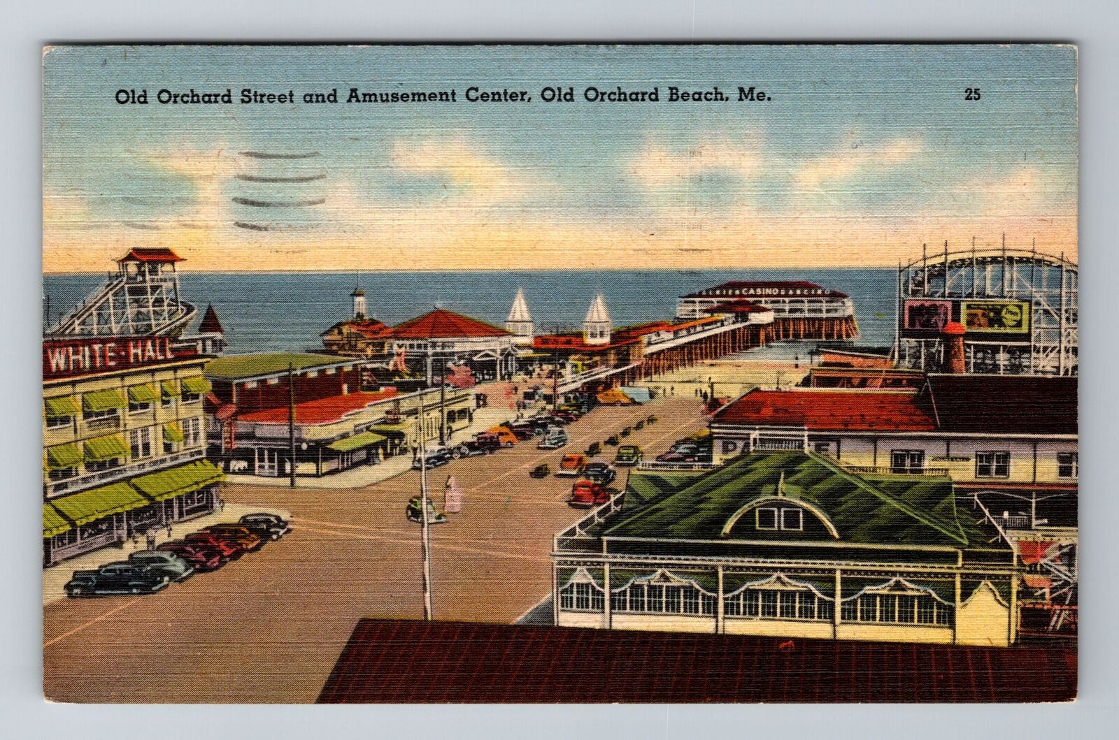 Old Orchard Beach ME-Maine, Old Orchard Steet, Center, Vintage c1945 Postcard