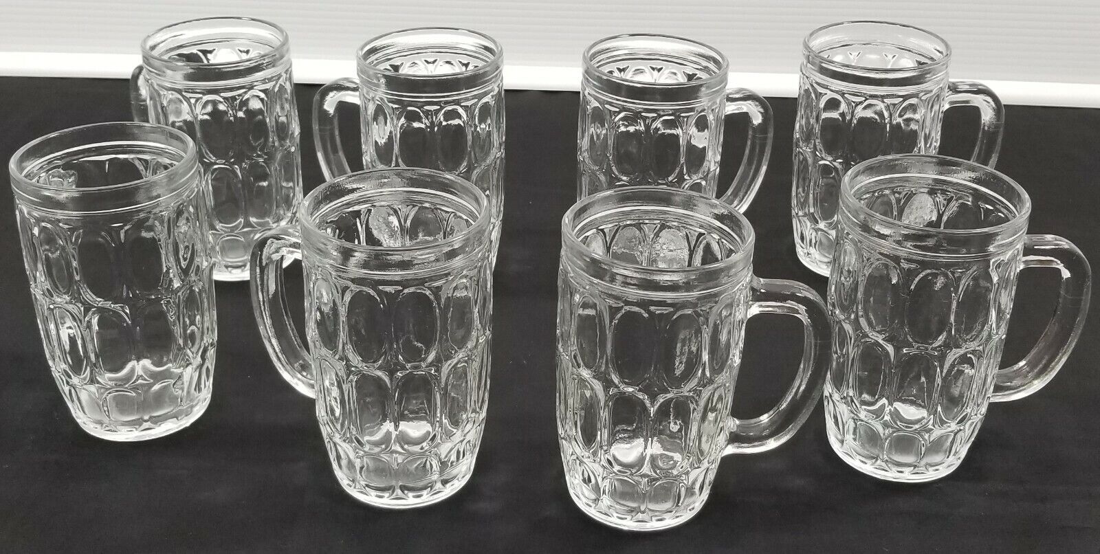 I) Set of 8 Vintage Dimple Beer Mugs Clear Bar Glass 5\