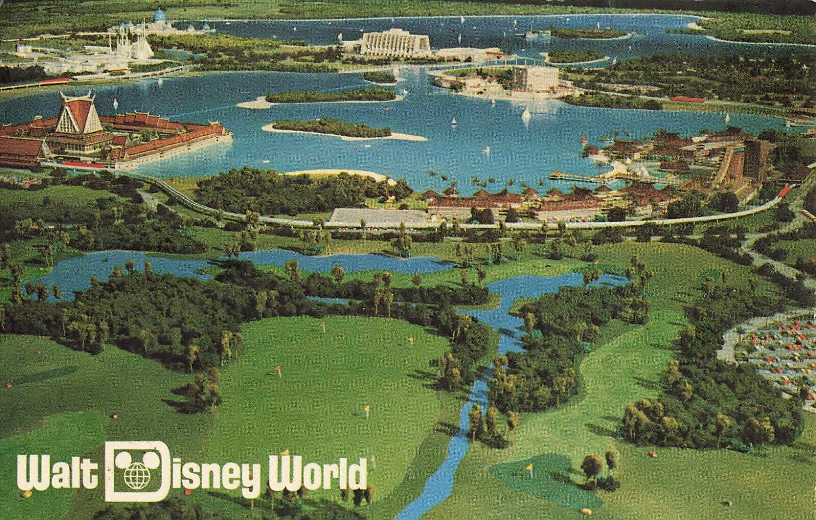 Disney World Postcard A Complete Destination Resort 1970 Uncommon Aerial View