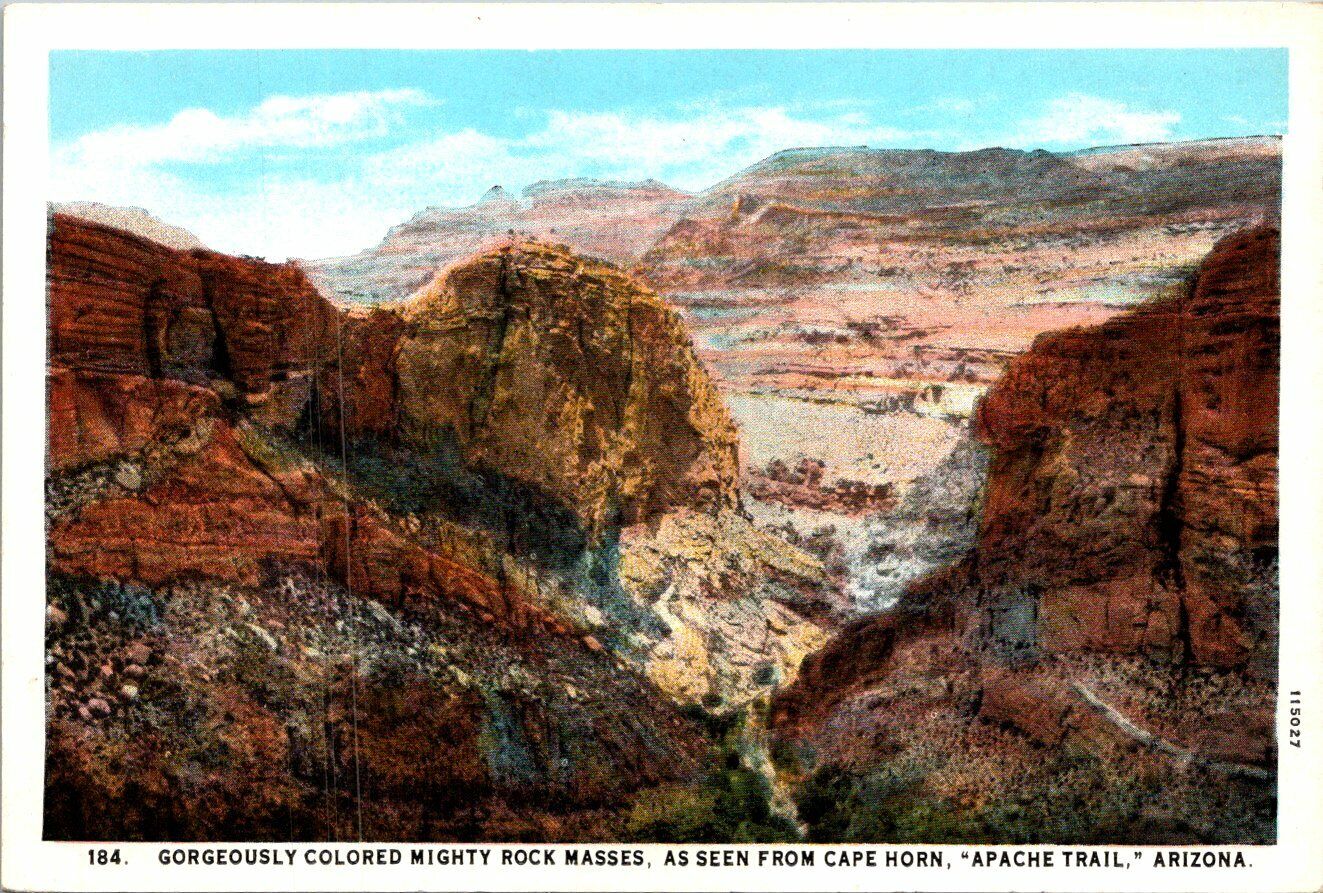 Vintage PPC - Gorgeously Colored Mighty Rock Masses, Apache Trail, AZ - F15241