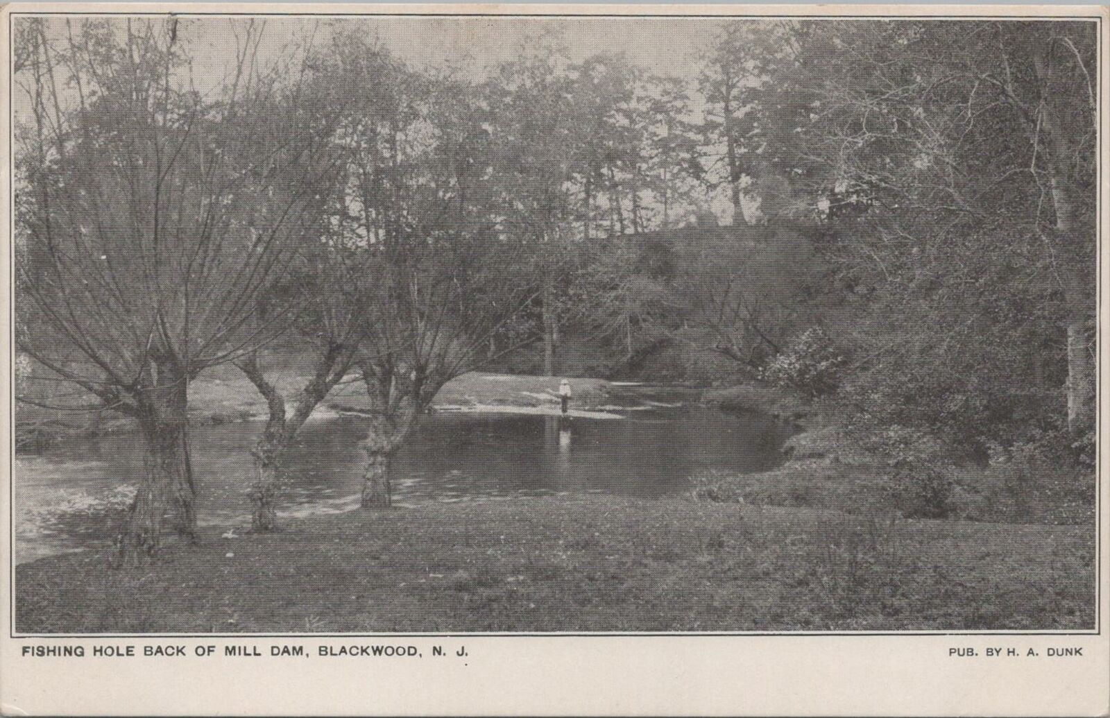 Postcard Fishing Hole Back Mill Dam Blackwood NJ 