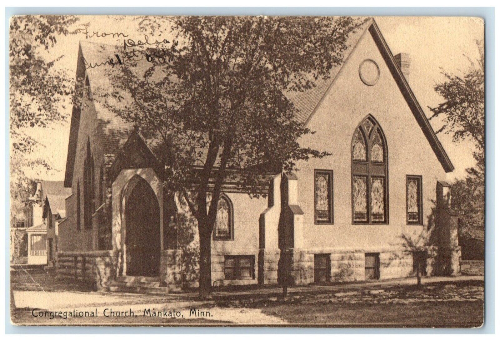 1909 Congregational Church Mankato Janesville Minnesota MN Antique Postcard