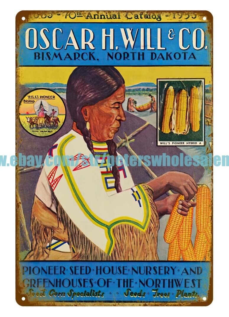 1953 native Indian seed corn Pioneer Seedhouse tin sign Nursery Greenhouses