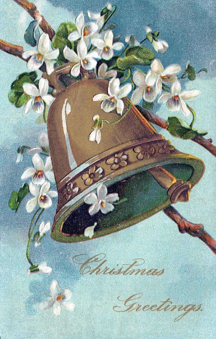 CHRISTMAS - Flowers And Bell Christmas Greetings PFB Postcard - 1907