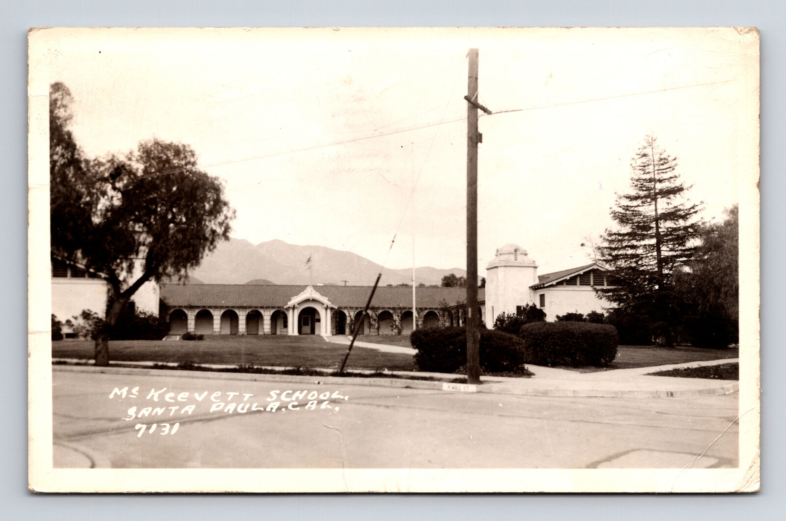 1938 RPPC McKeevett School Santa Paula CA Postcard