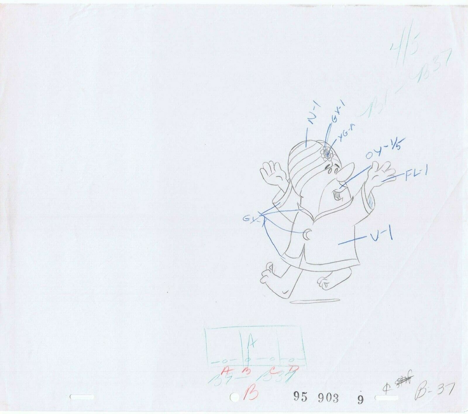 Flintstones Swami Barney Post Cereal Original Art Pencil 1981 Color Model