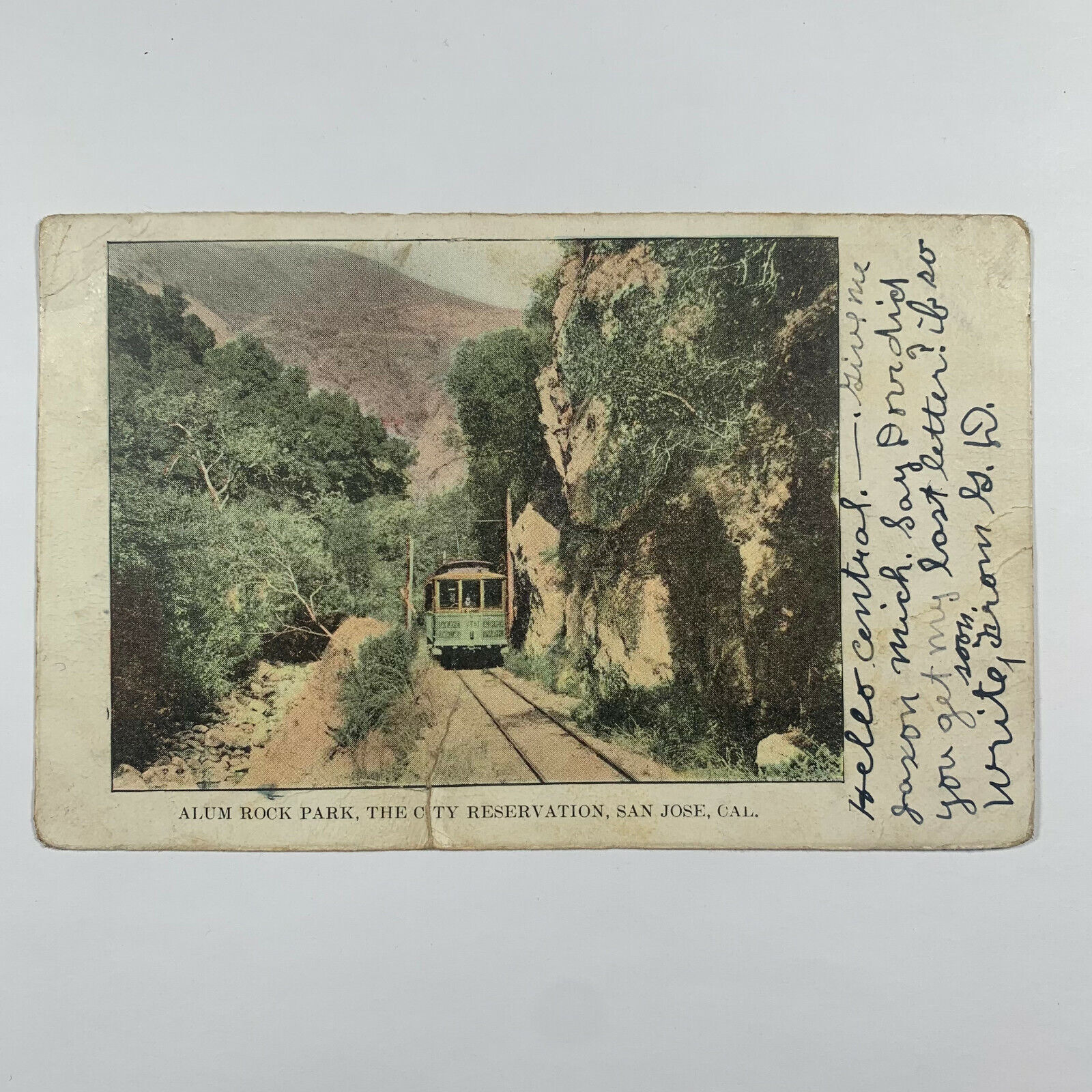 Postcard California San Jose CA Alum Rock Park Trolly City Reservation Pre-1907