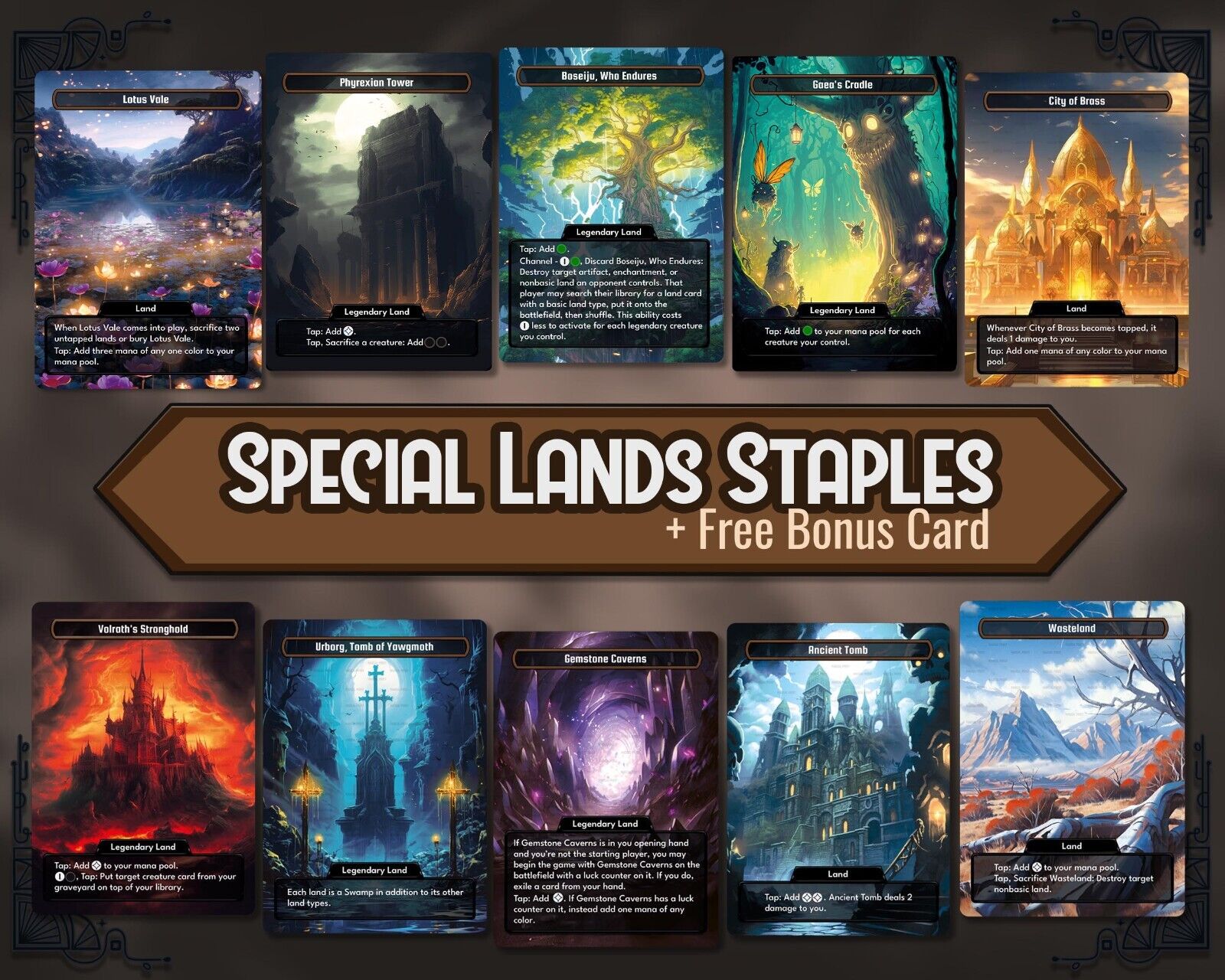 x10 Special Lands Top Cards - High Quality Altered Art Custom Cards