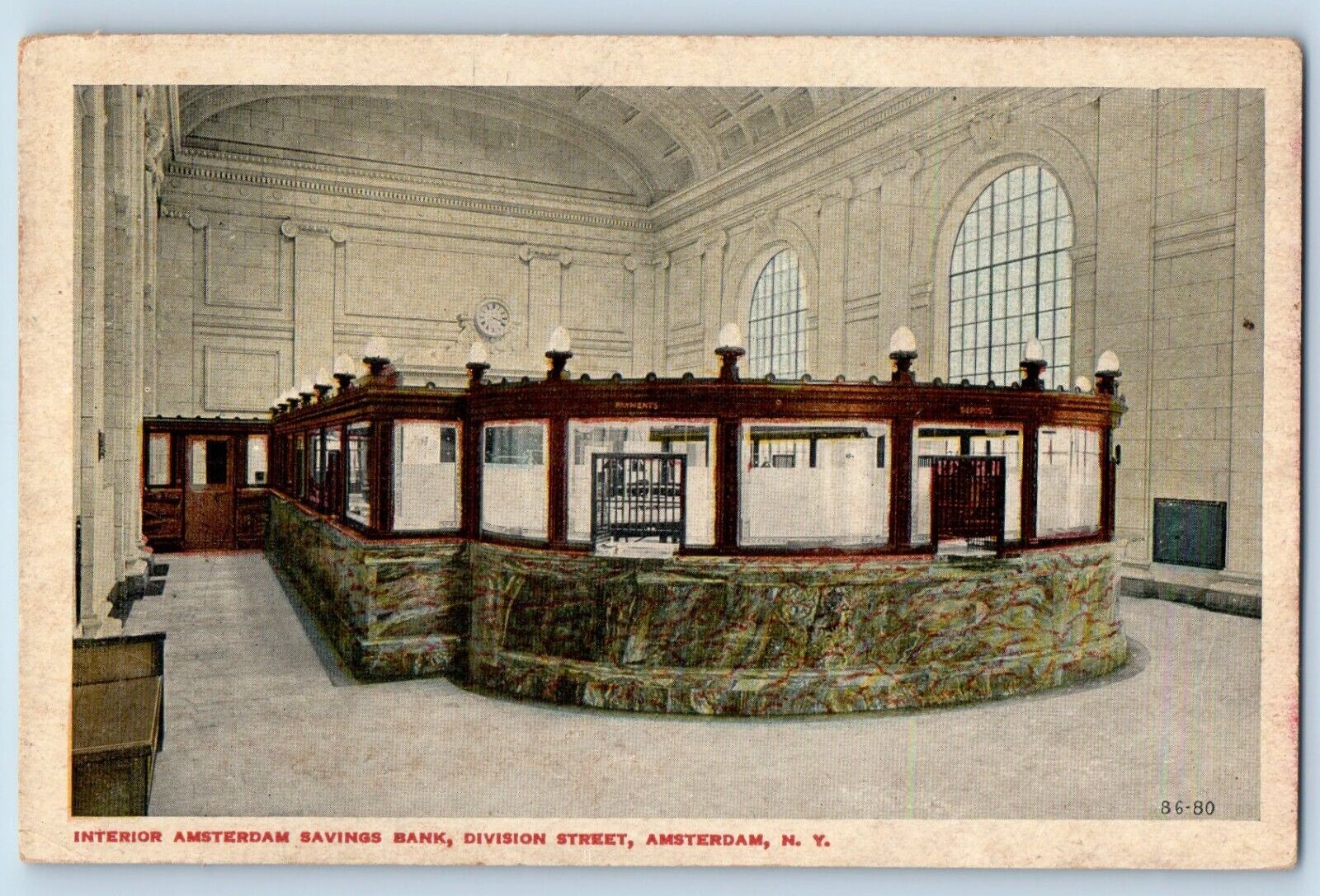 Amsterdam New York NY Postcard Interior Amsterdam Savings Bank Division St 1910