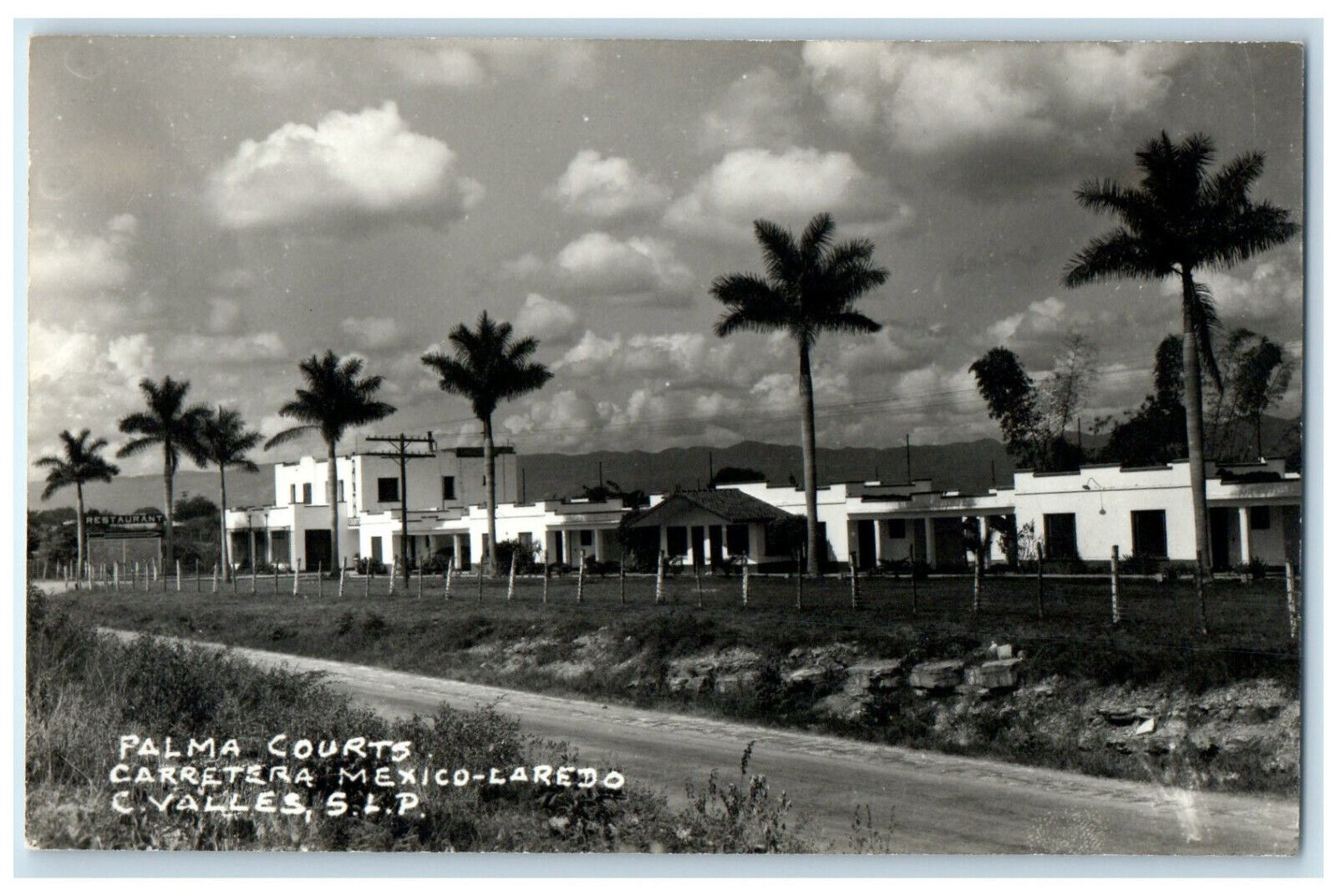 c1910 Palma Courts Carretera Mexico-Laredo C.Valles SLP RPPC Photo Postcard