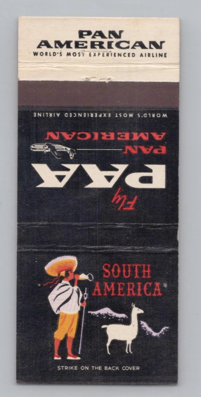 Matchbook Cover Pan American South America 1957 1958 Pocket Calendar 30 Stick