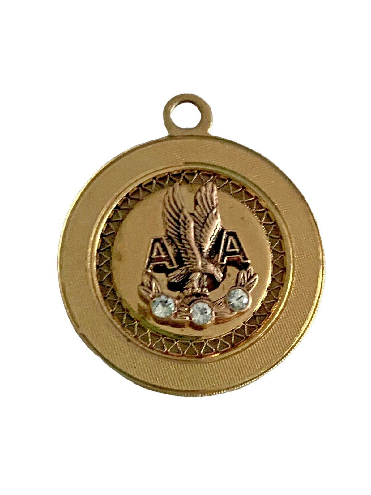 American Airlines Vintage Gold Plated Charm/Pendant 30 Year Service 3 Stones