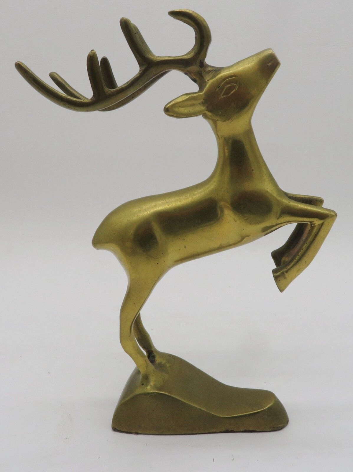 Mid Century Leaping Gazelle In Motion Deer Antelope Brass Sculpture