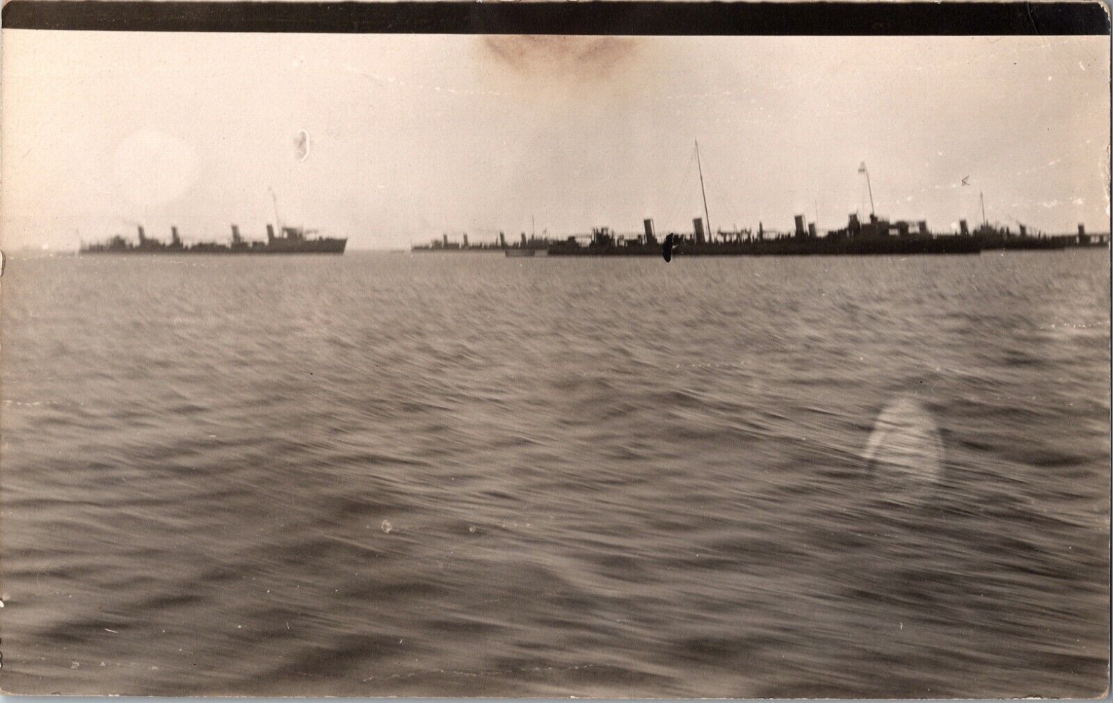 Vintage RPPC Postcard Warships Battle Ships on the Horizon                 P-241