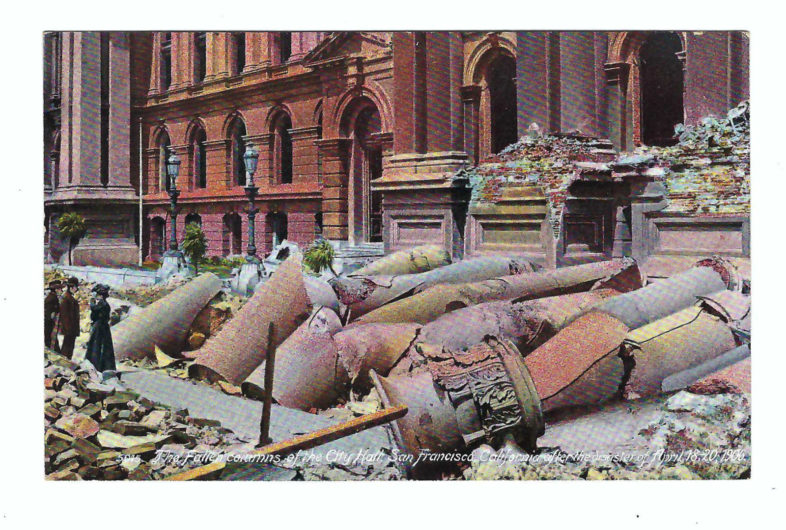 The Fallen columns of the City Hall S.F.  Ca. After the 1906 Disaster Vintage PC