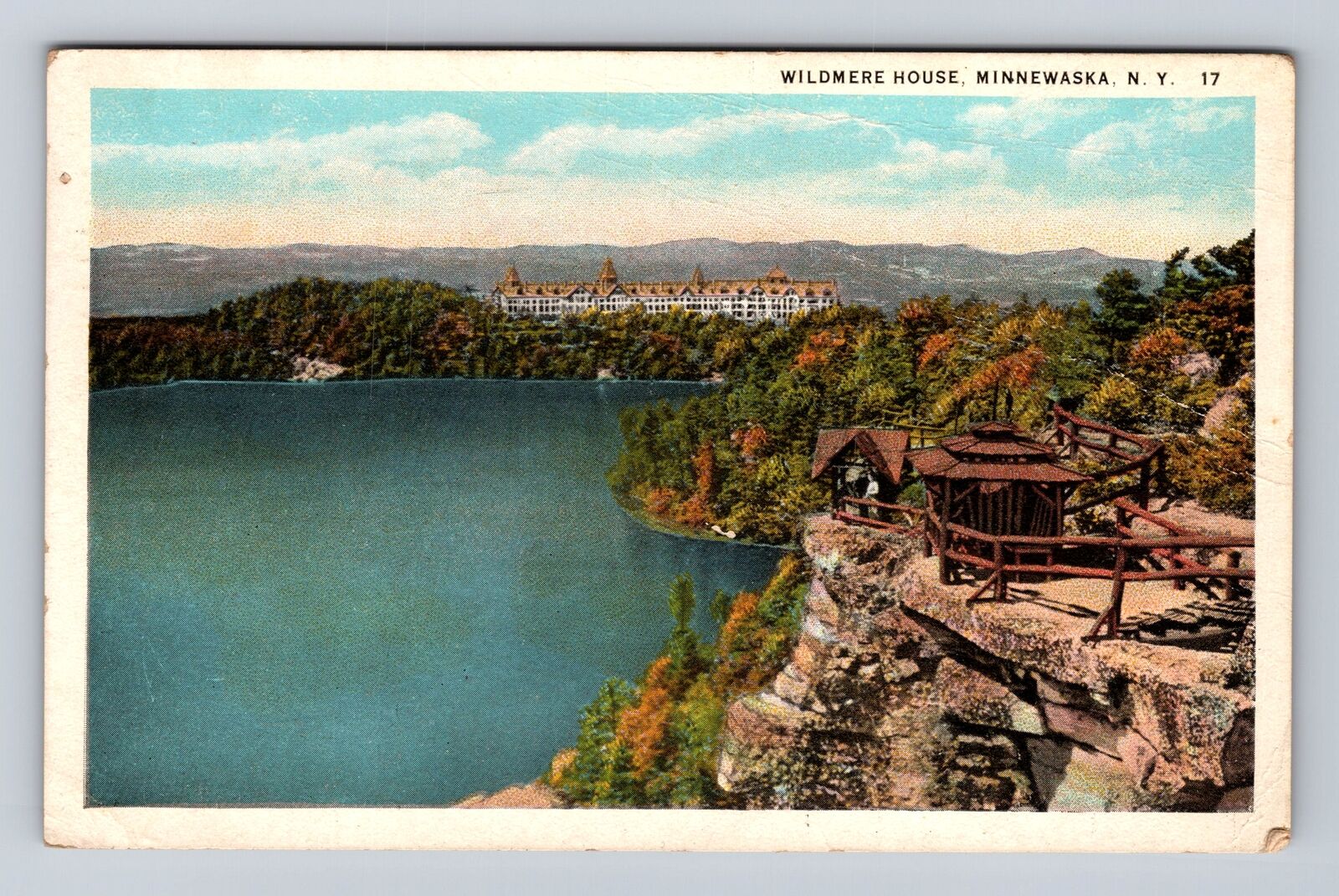 Minnewaska NY-New York, Aerial Of Wildmere House, Vintage c1925 Postcard