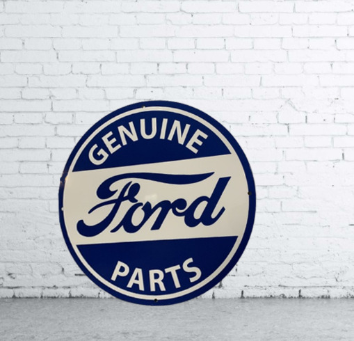Genuine Ford Parts:  Porcelain Enamel Heavy Metal Sign 42 Inches  Double side