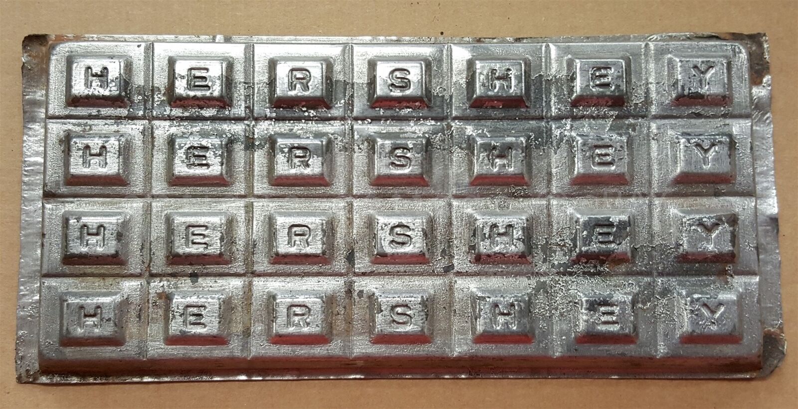 antique EARLY HERSHEY TIN CHOCOLATE CANDY BAR MOLD separable alphabet mould