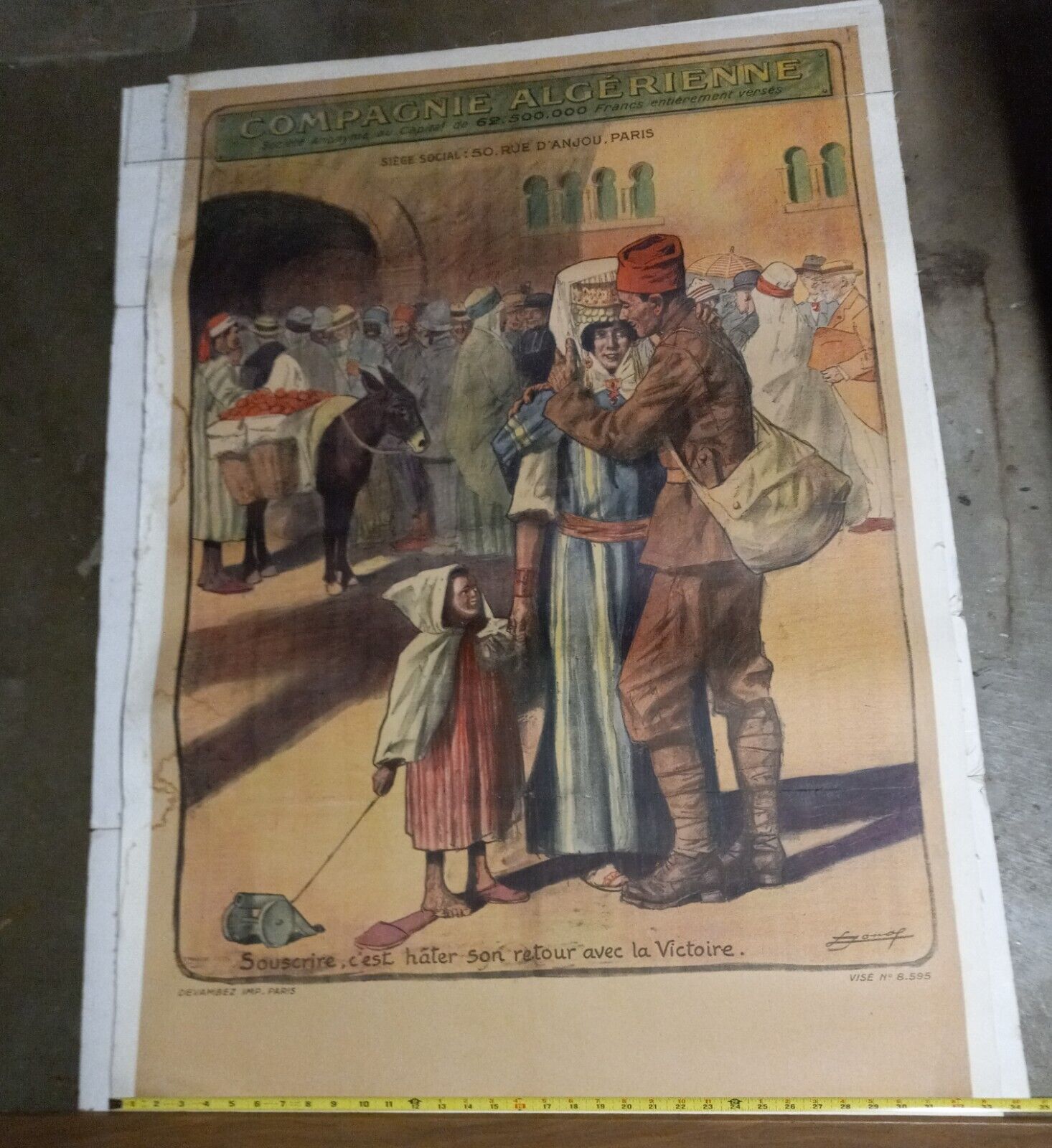 Compagnie Algerienne  WW 1   c 1916  Linen Backed  Poster