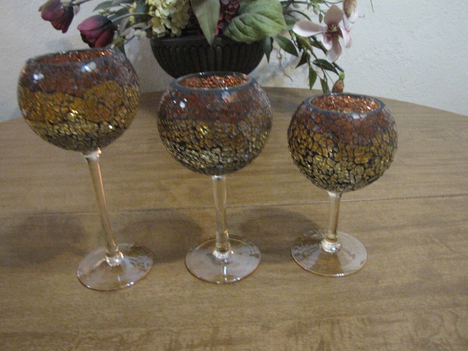 PARTYLITE SIENA LIGHTS STEMMED TEALIGHT CANDLE HOLDERS LOT OF 3