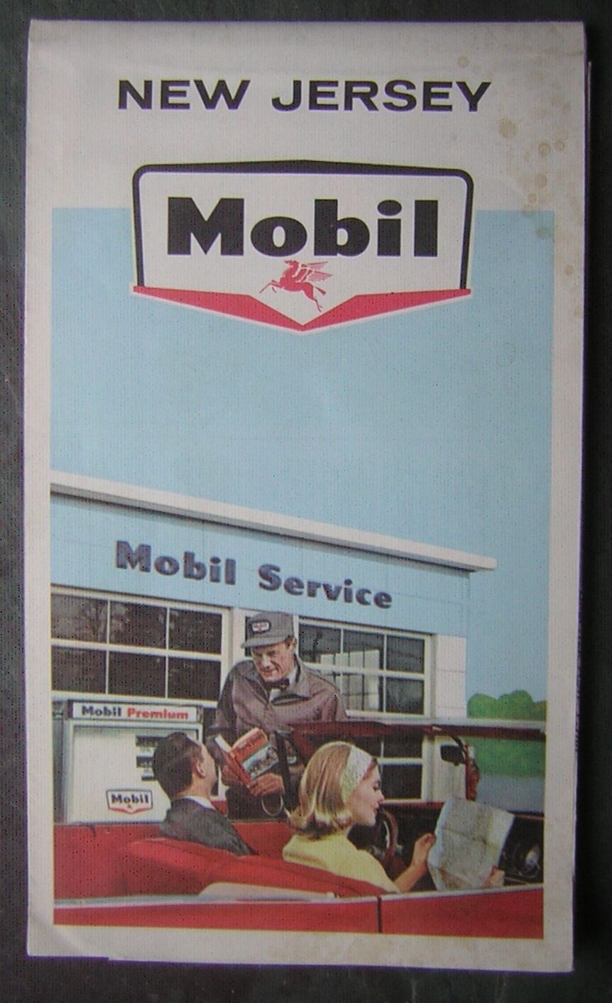 c.1970\'s New Jersey State - Mobil Service Road Map  